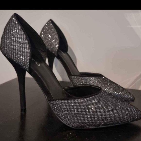 Black Silver Glitter High Heel (US8/UK6/39) New Call It Spring - Picture 2 of 4